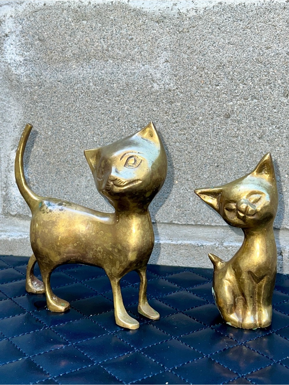 Brass Cat Figurine Pair - Retro Midcentury Style